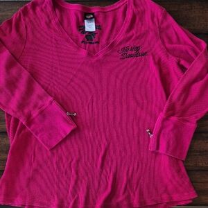 Harley-Davidson Fuchsia V-Neck Long Sleeve